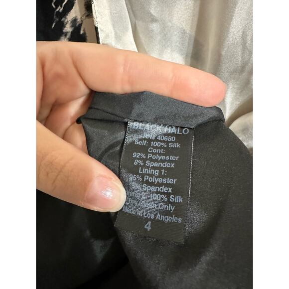 Black halo women's black white halter abstract mini dress size 4 - Picture 4 of 6